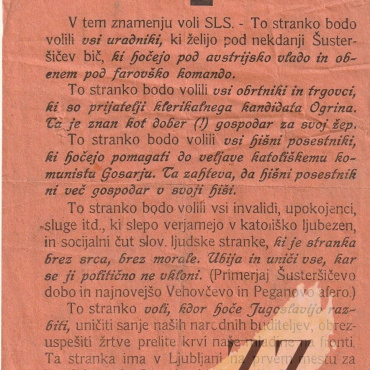 <a href="https://zakladnicazgodovine.si/product/propagandni-letak-poziva-proti-glasovanju-za-sls/">Propagandni letak poziva proti glasovanju za SLS</a> Knjige in Stari tiski