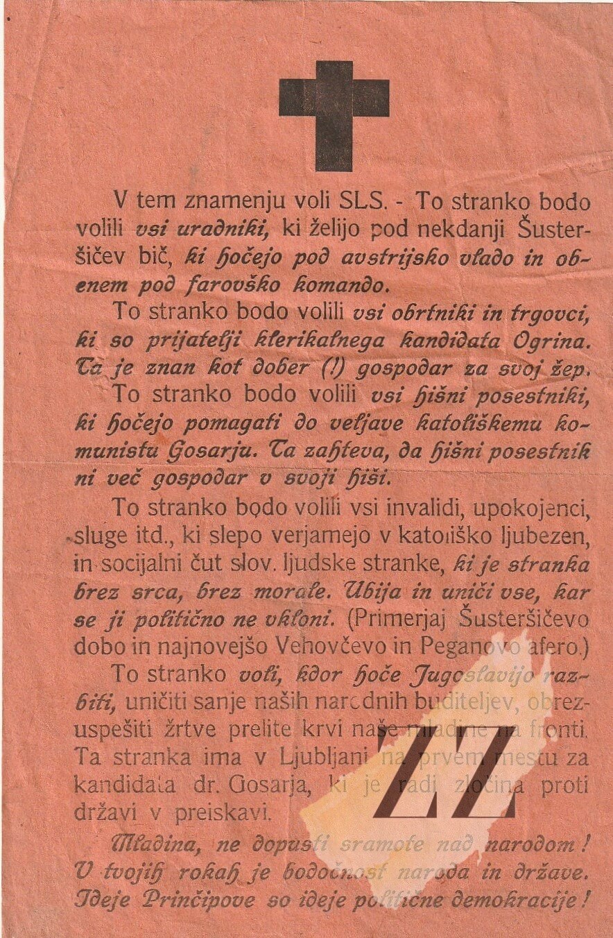 Propagandni letak poziva proti glasovanju za SLS Knjige in Stari tiski Propagandni letak poziva proti glasovanju za SLS Knjige in Stari tiski