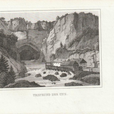 <a href="https://zakladnicazgodovine.si/product/izvir-reke-unec-jeklorez-1839/">Izvir reke Unec – Jeklorez – 1839</a> Knjige in Stari tiski