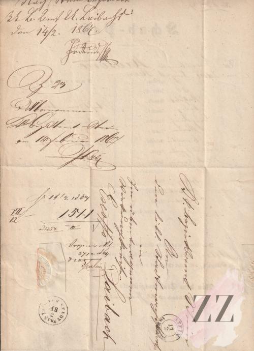 Odgonski potni list Ljubljana (Laibach) – Kamnik (Stein) 1867 Dokumenti, Avtogrami in Pisma Odgonski potni list Ljubljana (Laibach) – Kamnik (Stein) 1867 Dokumenti, Avtogrami in Pisma