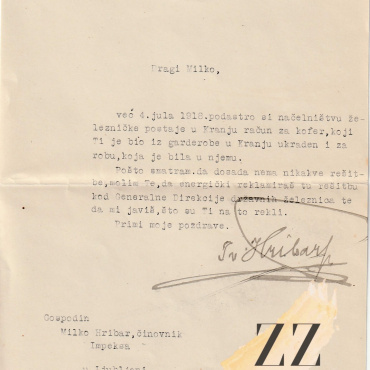 <a href="https://zakladnicazgodovine.si/product/pismo-ivan-hribar-1920/">Pismo – Ivan Hribar – 1920</a> Dokumenti, Avtogrami in Pisma