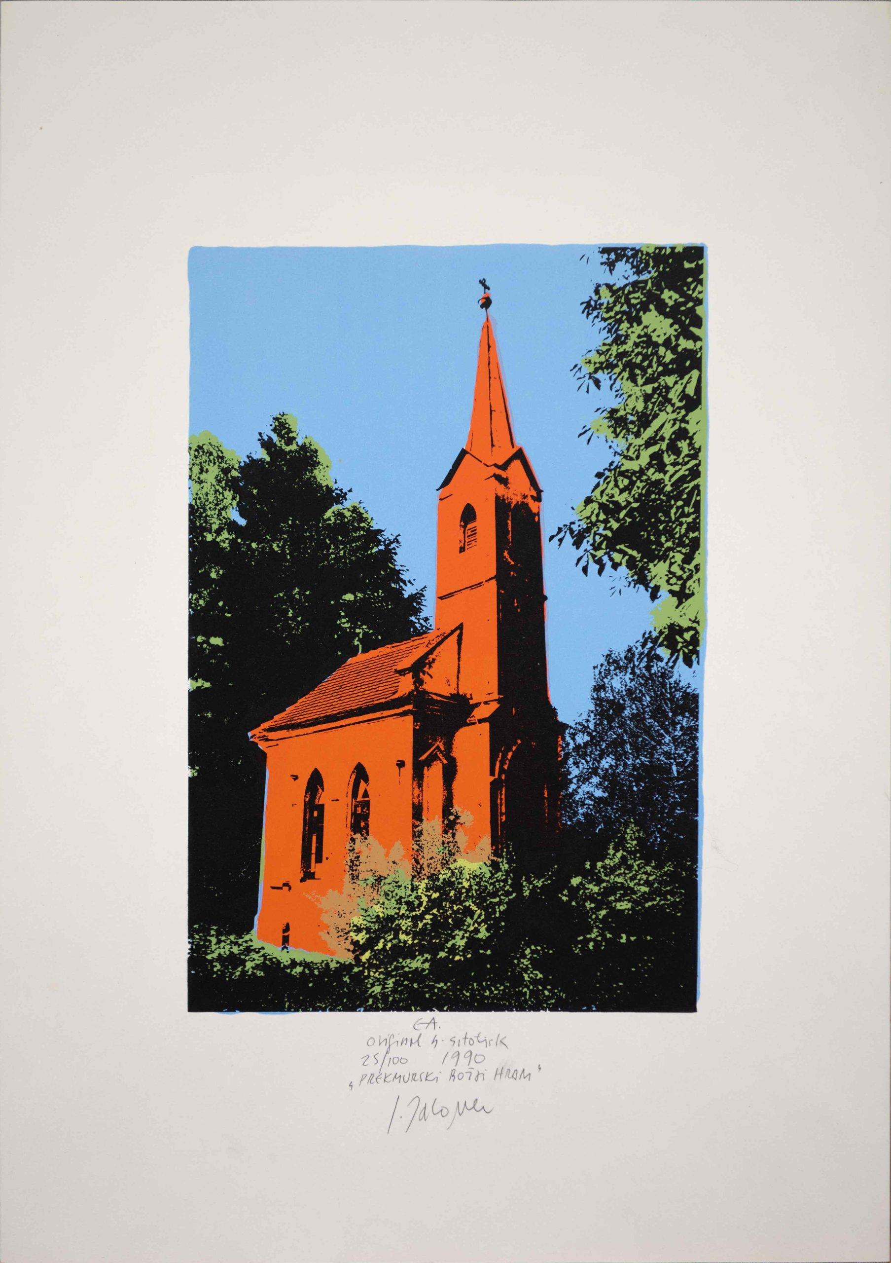 Izidor Jalovec: Prekmurski božji hram, 1990 Grafike Izidor Jalovec: Prekmurski božji hram, 1990