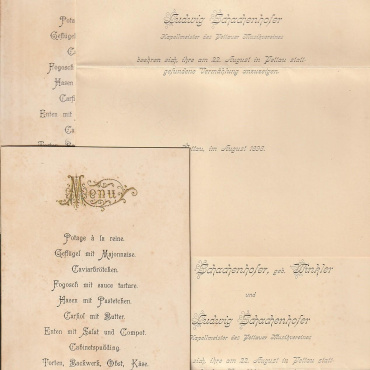 <a href="https://zakladnicazgodovine.si/product/ptuj-vabila-na-praznovanje-poroke-ter-meni-pettauer-musikvereins-1898/">Ptuj: Vabila na praznovanje poroke ter meni; Pettauer Musikvereins, 1898.</a> Dokumenti, Avtogrami in Pisma