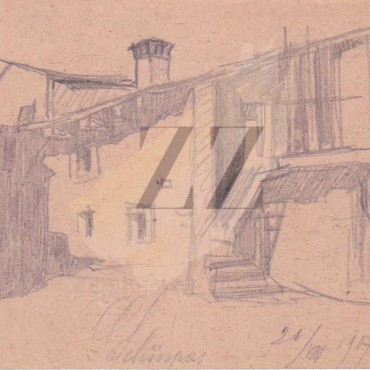 Šempas: ročno narisana razglednica, soška fronta, 1917