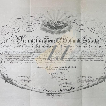 <a href="https://zakladnicazgodovine.si/product/diploma-za-clana-filharmonicne-druzbe-franz-kurz-von-goldenstein-laibach-1841/">Diploma za člana filharmonične družbe: Franz Kurz von Goldenstein, Laibach 1841</a> Dokumenti, Avtogrami in Pisma