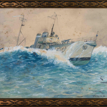Herman Vrečko: Torpedovka (Torpiljarka) T6 - akvarel 1936