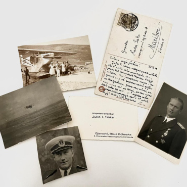LOT: Hidropilot Julio Saks, fotografije, rokopis, vizitka