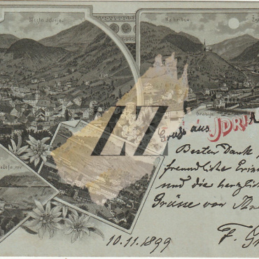 Razglednica - Idrija ponoči