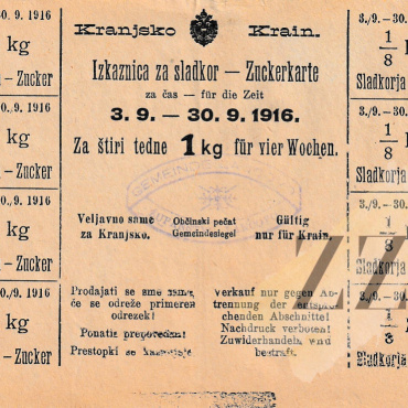 Izkaznica za sladkor: Lancovo, 1916