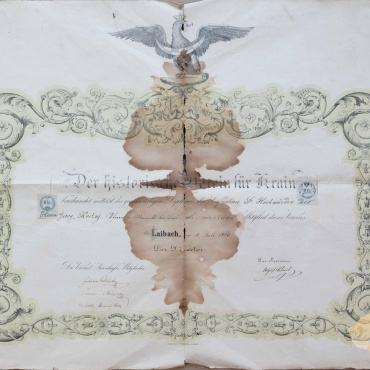 <a href="https://zakladnicazgodovine.si/product/diploma-historicno-drustvo-za-kranjsko-1860/">Diploma: Historično društvo za Kranjsko, 1860</a> Dokumenti, Avtogrami in Pisma