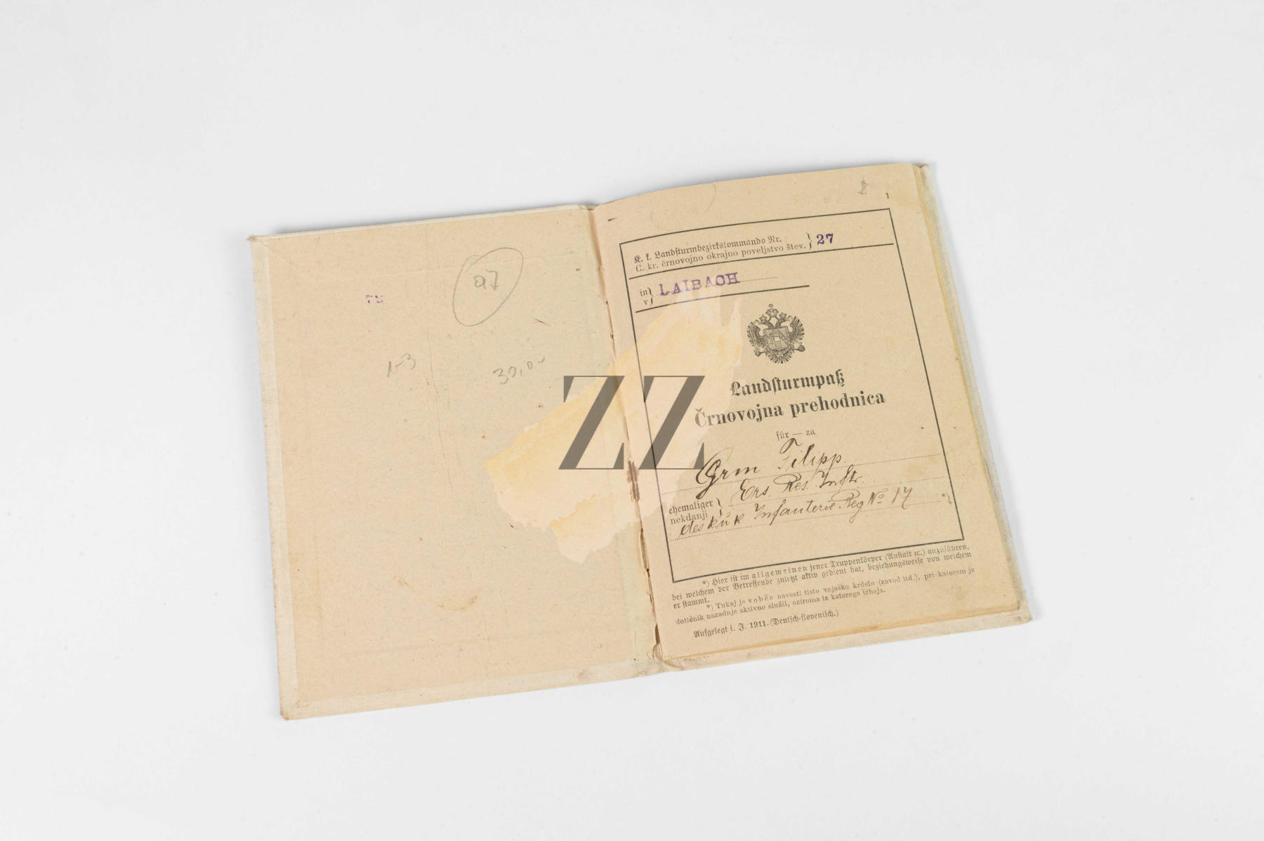 Črnovojna prehodnica: 17. c.kr. pešpolk Militarije Črnovojna prehodnica: 17. c.kr. pešpolk