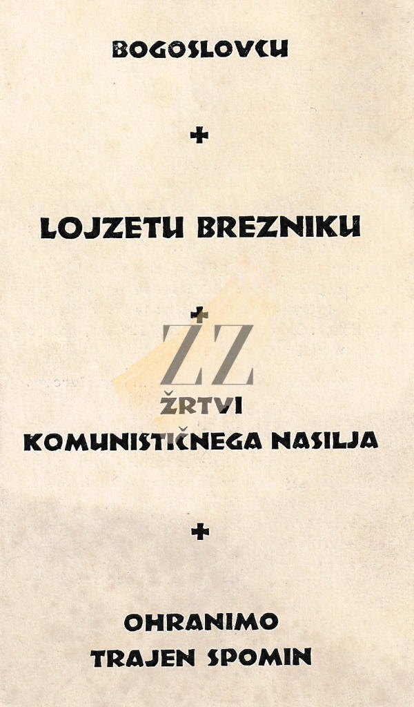 Spominska podobica ob smrti: Lojze Breznik, napad na Turjak 1943 Druga svetovna vojna Spominska podobica ob smrti: Lojze Breznik, napad na Turjak 1943