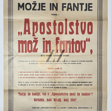 Plakat: Apostolstvo Mož in Fantov, 1930-ta