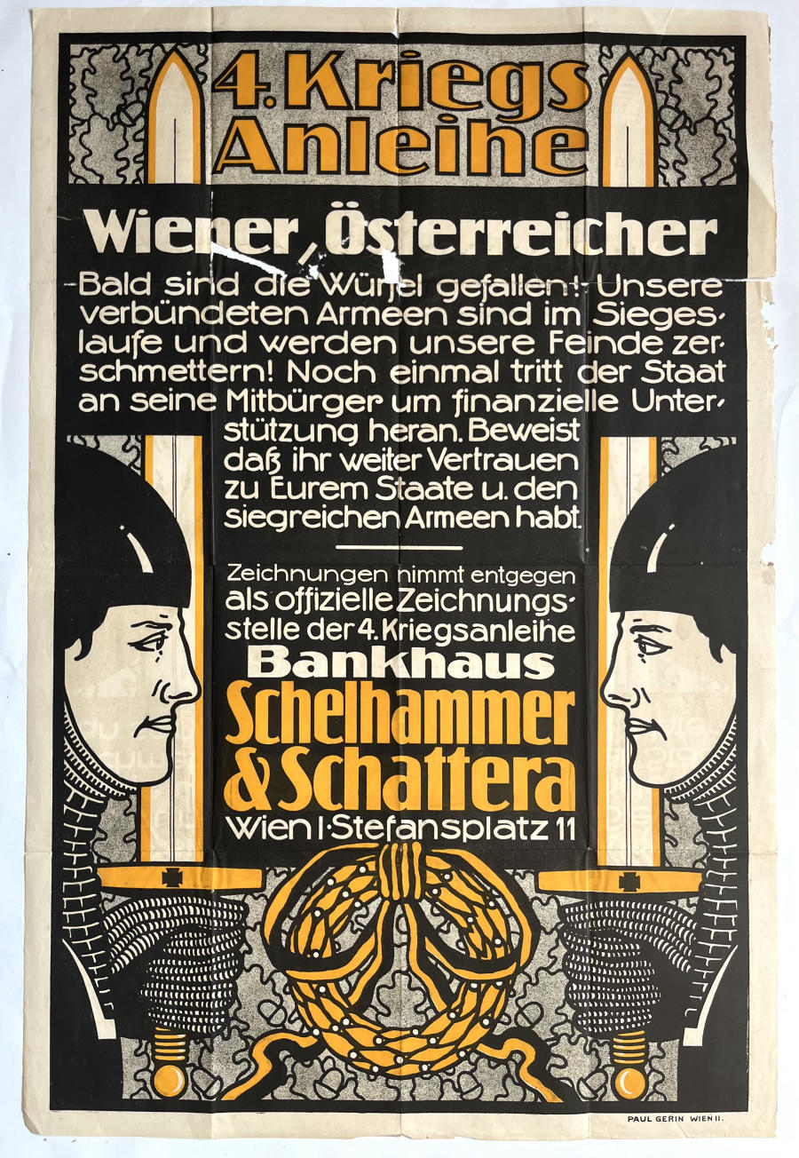 Prva svetovna vojna: Plakat za 4. vojno posojilo, 1916, 95cm Dekorativni predmeti Prva svetovna vojna: Plakat za 4. vojno posojilo, 1916, 95cm